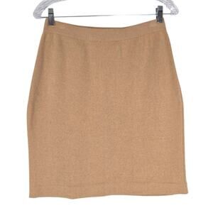 St. John Vintage Size 8 Beige Camel Straight Skirt Santana Knit Pull On #919